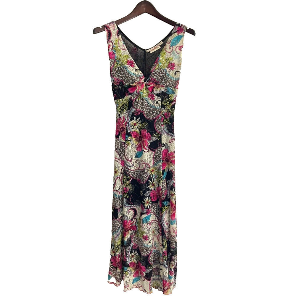 Serendipity XS Dress Vintage Y2K Fairy Maxi Mesh Lace FLoral Hawaiian Slip Dress